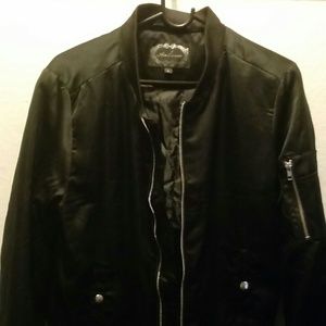 Black Satin Bomber Jacket